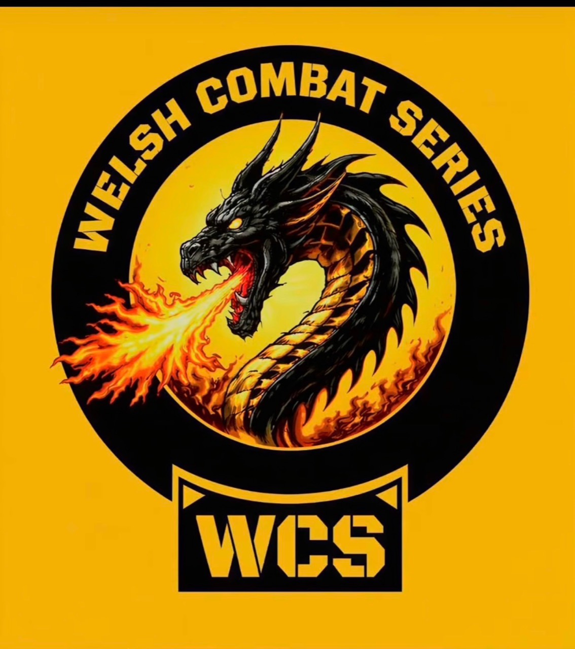 Welsh Combat Series logo with a fire-breathing dragon